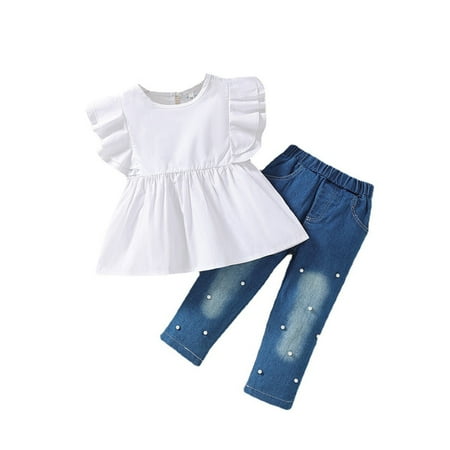 

Kids Toddler Baby Girls Outfit Set Spring Summer Cotton Solid Short Sleeve Floral Shorts Outfits Clothes
