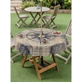 thumbnail image 4 of Outdoor Tablecloth with Umbrella Hole for Patio/Picnic/Party/Camping, Ocean Compass Waterproof Table Cloth Round Cover Washable, Vintage Coastal Starfish Shell Conch Beige (Dia 60"), 4 of 8