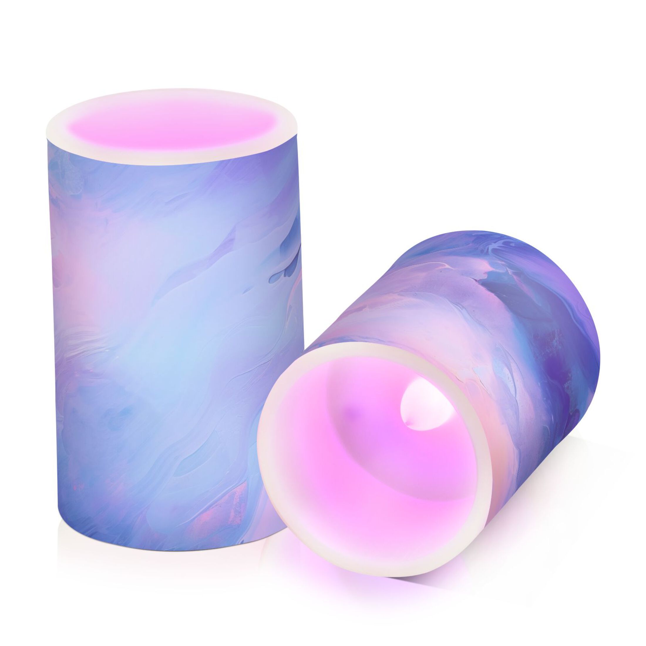Azure Blue Marble Flameless Candles with Remote Timer LED Battery Operated Flickering Candle Light for Festival Wedding Home Party
