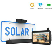 AUTO-VOX Solar Wireless Backup Camera, 5 Mins DIY Installation, 5 Inch HD Monitor with Waterproof Solar License Plate Rear View Backup Camera Night Vision for Truck,Car,RV