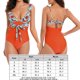 thumbnail image 2 of Traje de baño sexy con volantes de talle alto sin espalda para mujer (naranja S) FLhrweasw Para estrenar, 2 of 8