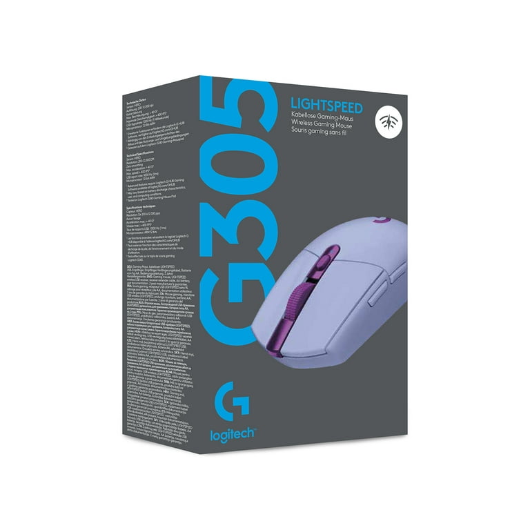 Logitech G305 PC, 250h Wireless Lilac On-Board LIGHTSPEED Mac with Lightweight, Mouse, Compatible 6 - Gaming 12,000 Programmable DPI, Memory, HERO Sensor, Buttons, Battery
