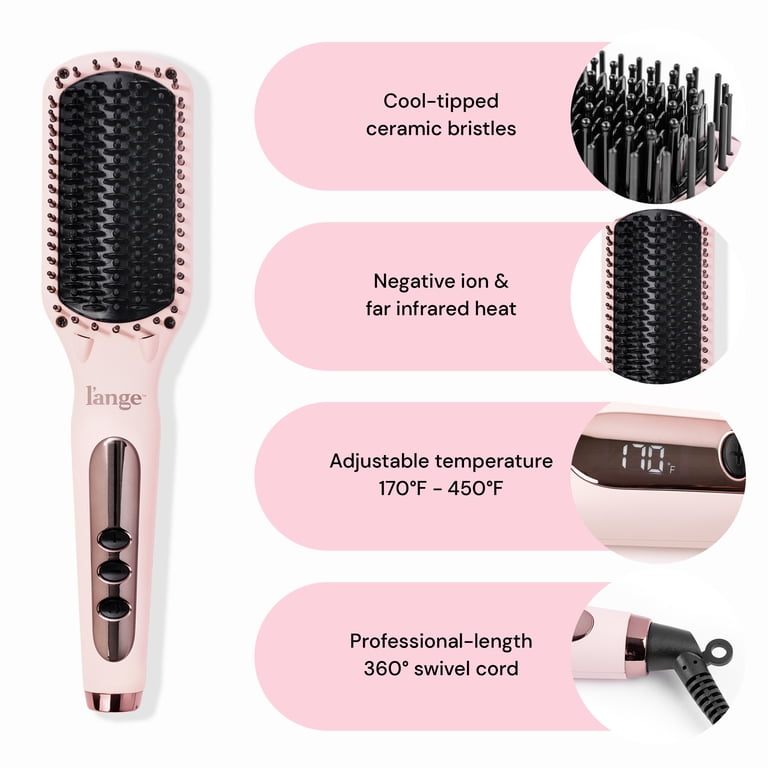 L'ange Hair Le Vite Ceramic Straightening Brush, Pink photo 3