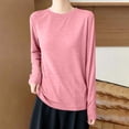 thumbnail image 2 of Htigea Womens Long Sleeve Tops Casual Crew Neck T Shirts Fall Thin Breathable Tees Solid Color Loose Casual Shirt 2026 Clothes Pink XL, 2 of 5