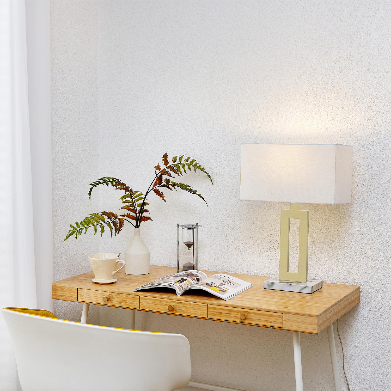 Globe Electric D'Alessio 20" Gold Table Lamp with White Linen Shade and Title 20 LED Bulb Included, 91000540