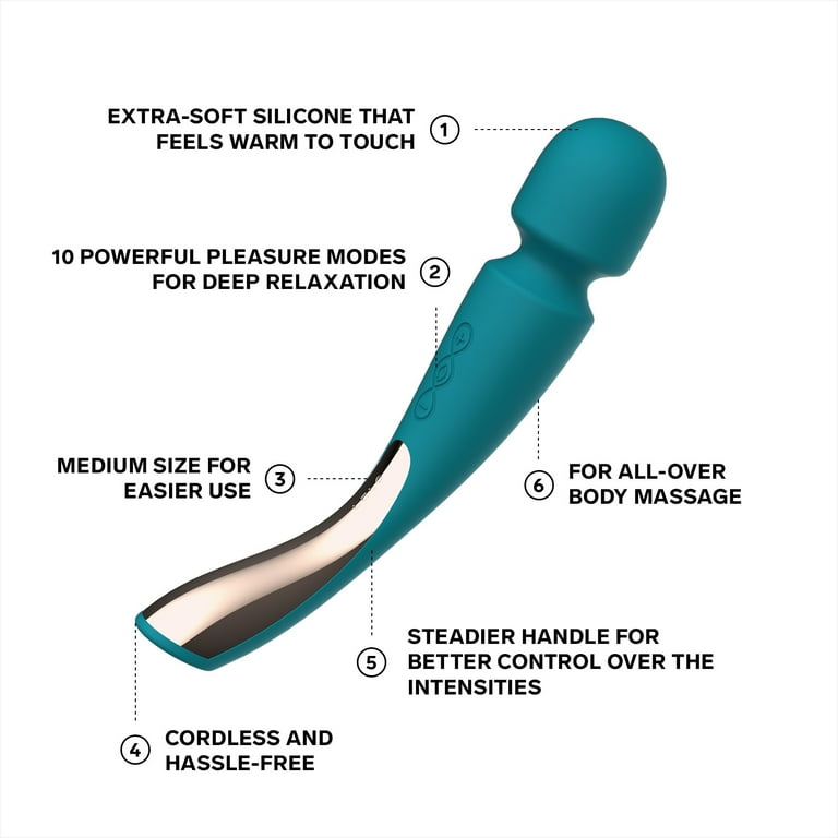 vibromasseur lelo smart wand medium LELO SMART WAND 2 Medium Vibrating Wand Massager With 10 Pleasure Settings,  Ocean Blue