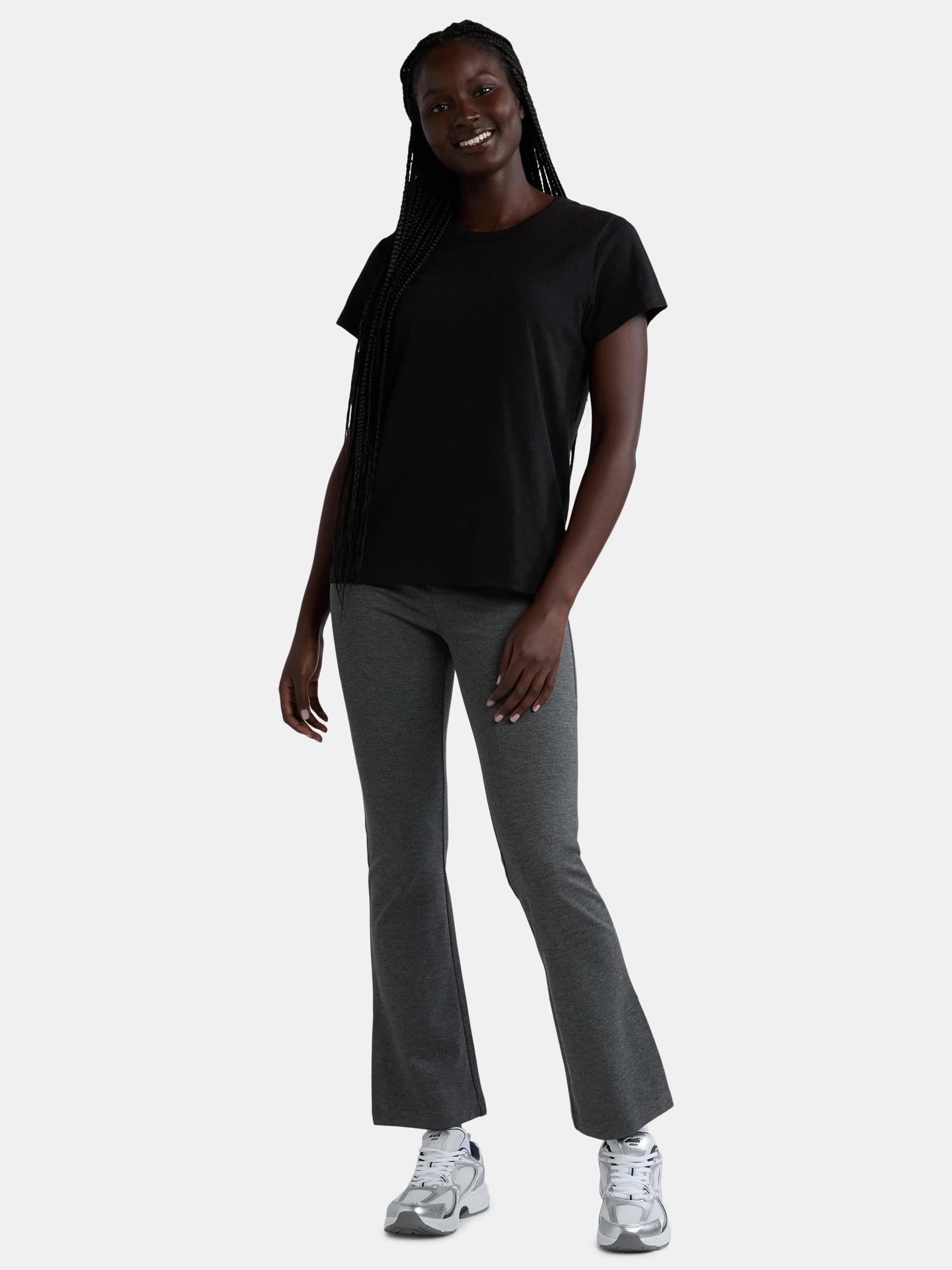 Time and Tru Women’s Slub Jersey Crewneck Tee with Short Sleeves, 2-Pack, Sizes XS-3XL