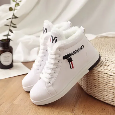 

Round Toe Lace Up Snow Boots Warm Plush Inner Ankle Boots Women‘s Footwear