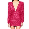thumbnail image 4 of hotojiny Sequin Dress for Women Long Sleeve Deep V Neck Backless Bodycon Dress Cocktail Party Night Club Mini Dress, 4 of 6
