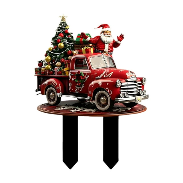 Letrero navideño de Papá Noel para jardín, decorativo, con toma de tierra, acrílico, para decoración navideña al aire libre, para patio, y céspe