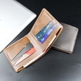 thumbnail image 5 of Portable Fashion PU Leather Card Bag Business Card Case Ultra-thin Men Wallet Mini Coin Purse Male Purses Money Clips DARK COFFEE, 5 of 8