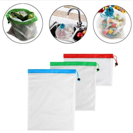 Reusable Folding 9 Eco Friendly Breathable Mesh Produce Bags - Foldable Cloth Shopping Tote and Mesh Bag (Best Way To Fold Clothes)