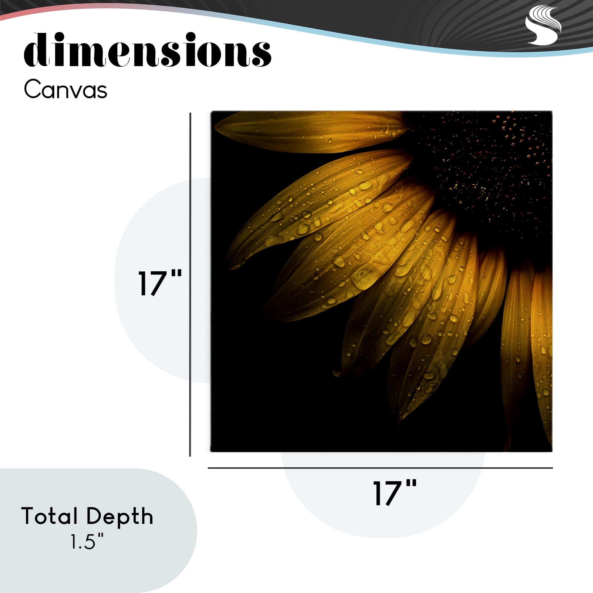 Sunflower Detail with Droplets Canvas Wall Art, design by Brian Carson Photography