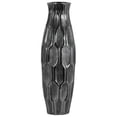thumbnail image 1 of Large Ceramic Round Bellied Vase with Embossed Honeycomb Design Body & Tapered Bottom, Silver, 1 of 1
