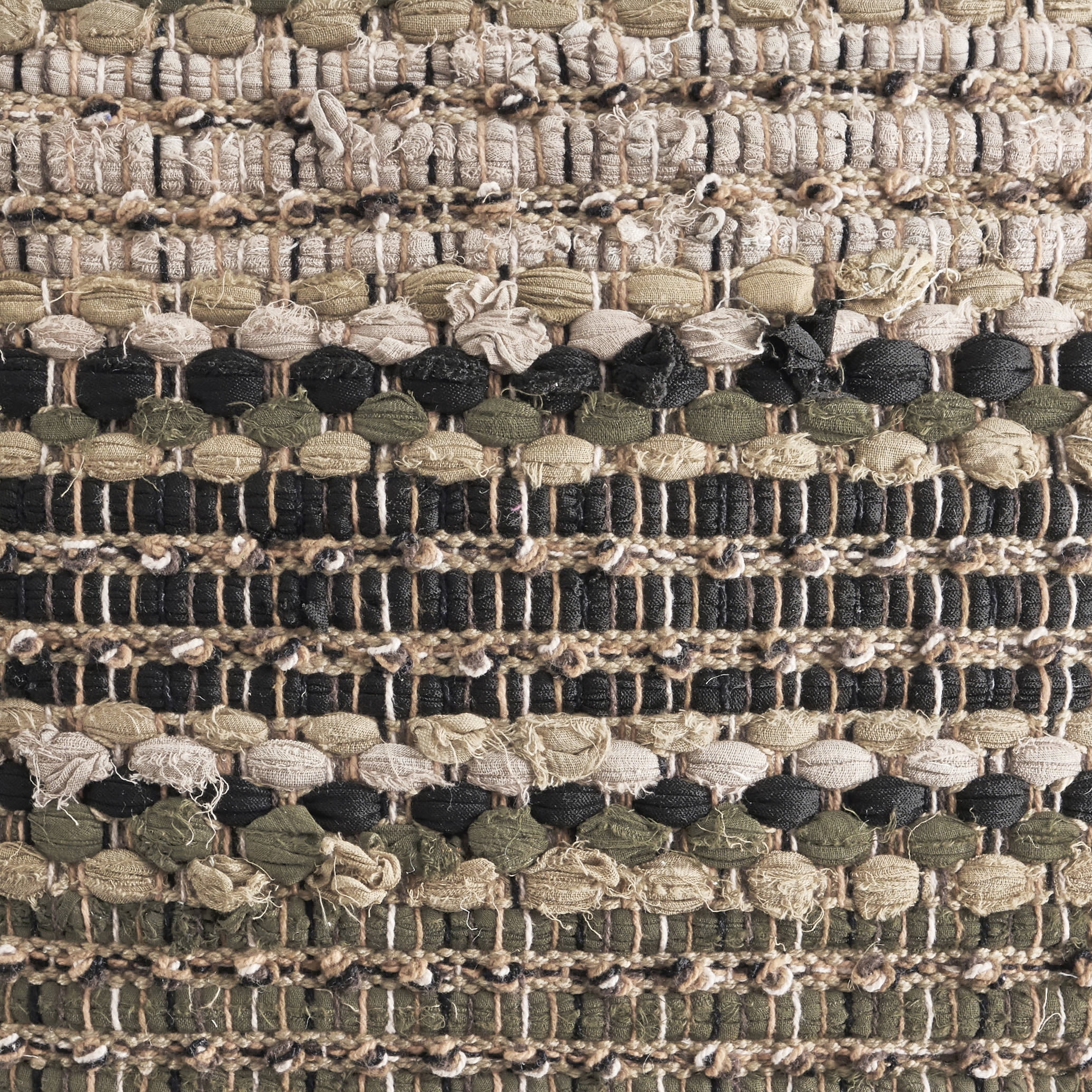 Laddha Home Designs Hand Woven Striped Square Throw Pillow - 18" - Beige and Brown - Set of 2