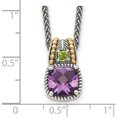 thumbnail image 3 of 14K/Silver Two-Tone Sterling Silver With 14K Amethyst & Peridot Necklace (18 X 9) Made In Thailand qtc437, 3 of 5
