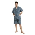 thumbnail image 3 of GLOBAL Men’s Cotton Short Sleeve and Shorts Yarn Pajama Set, Summer Soft Classic Plaid Loungewear with Pockets, Sizes S, 3 of 6