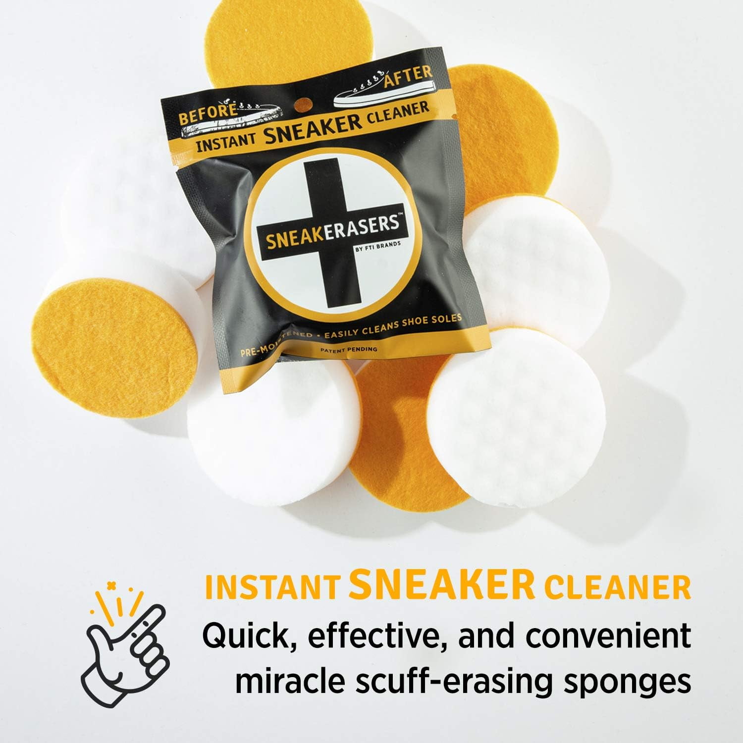Sneakerasers  Shoe Cleaning Sponge, Pre-Moistened, 3-Pack