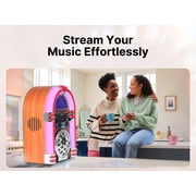 Victor Retro Bluetooth Jukebox with CD Player & FM Radio | 15-Inch 1950s Diner Style Tabletop Speaker, Color-Changing LED Lights, 33ft Wireless Streaming & AUX Input