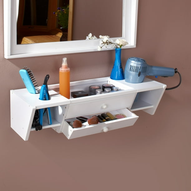 WallMounted Bathroom Vanity and Accessory Shelf for Makeup, Toiletries