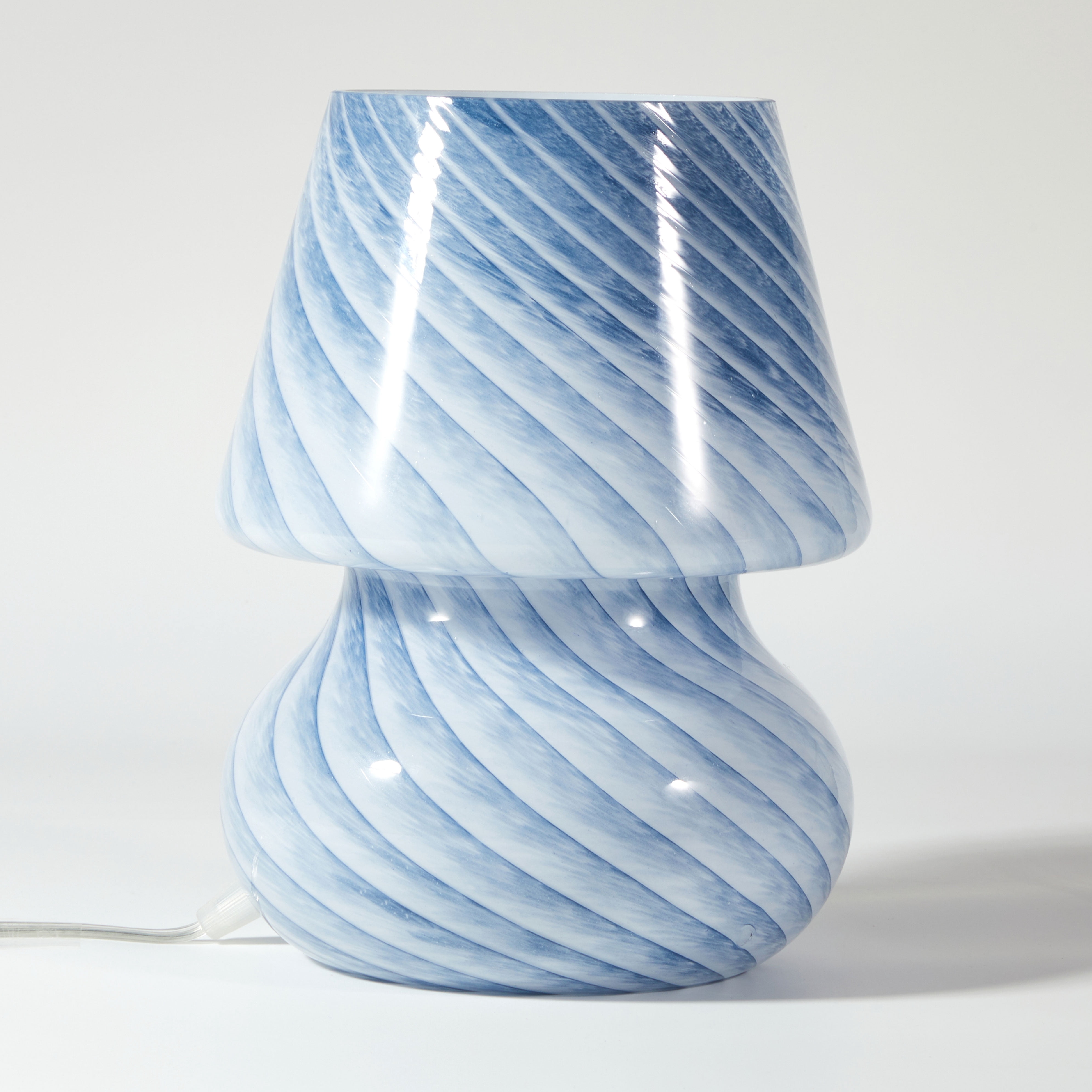 (2 pack) Urban Shop Blue Stripe Glass Mushroom Lamp, 10" H x 7.5" W, Plug in