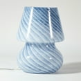 thumbnail image 3 of Urban Shop Blue Stripe Glass Mushroom Lamp, 10" H x 7.5" W, Plug in, 3 of 12
