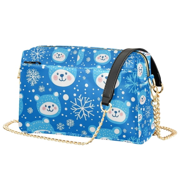 FORMRS Women Crossbody Purse with Chain Strap Vegan Leather Shoulder Handbag, Blue Bears