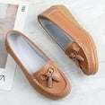 thumbnail image 4 of Mepaouo Women's Slip ons Low Wedges Leather Casual Loafer Shoes Nurse Work Walking Shoes(Brown,8), 4 of 5