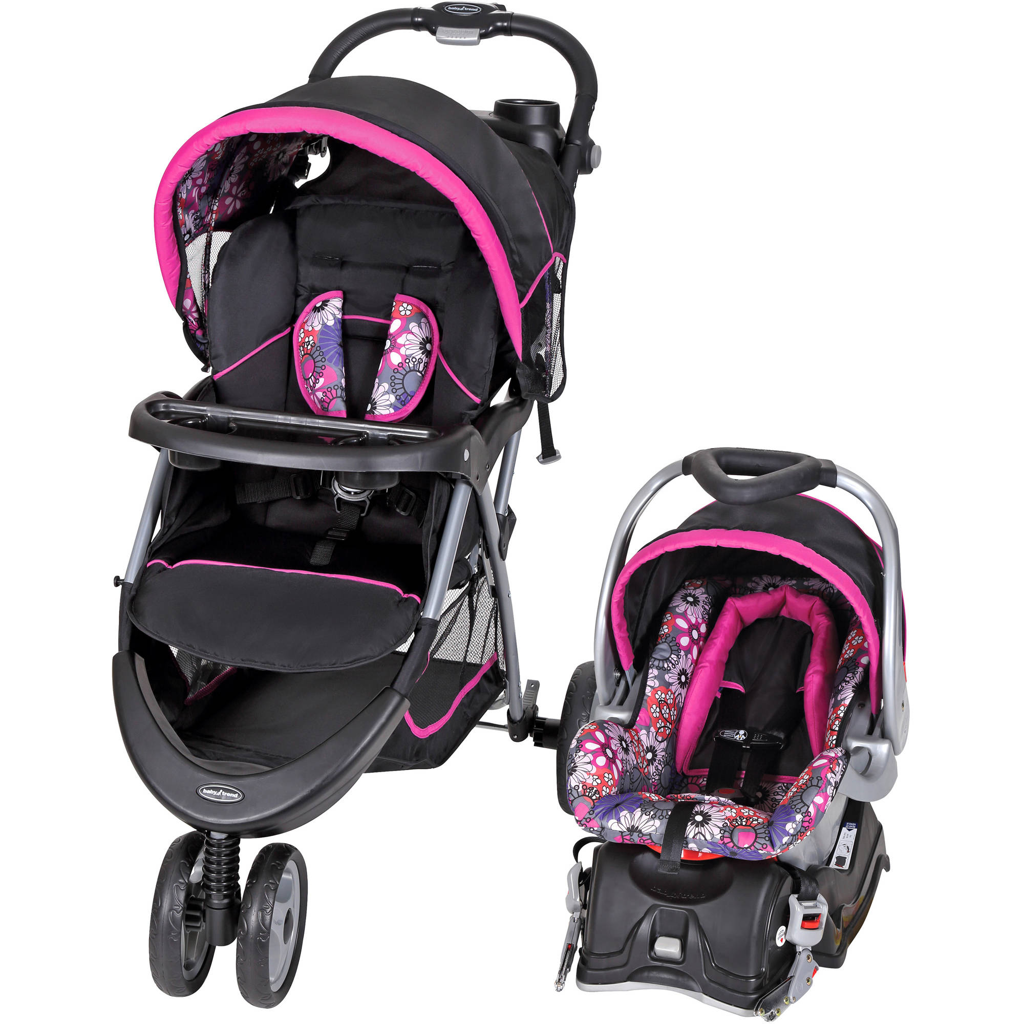 Baby Trend EZ Ride 5 Travel Stroller System, Floral Garden, with Car