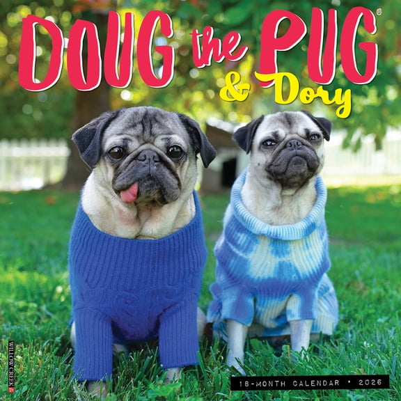Doug the Pug & Dory 2026 Wall Calendar, (Paperback)