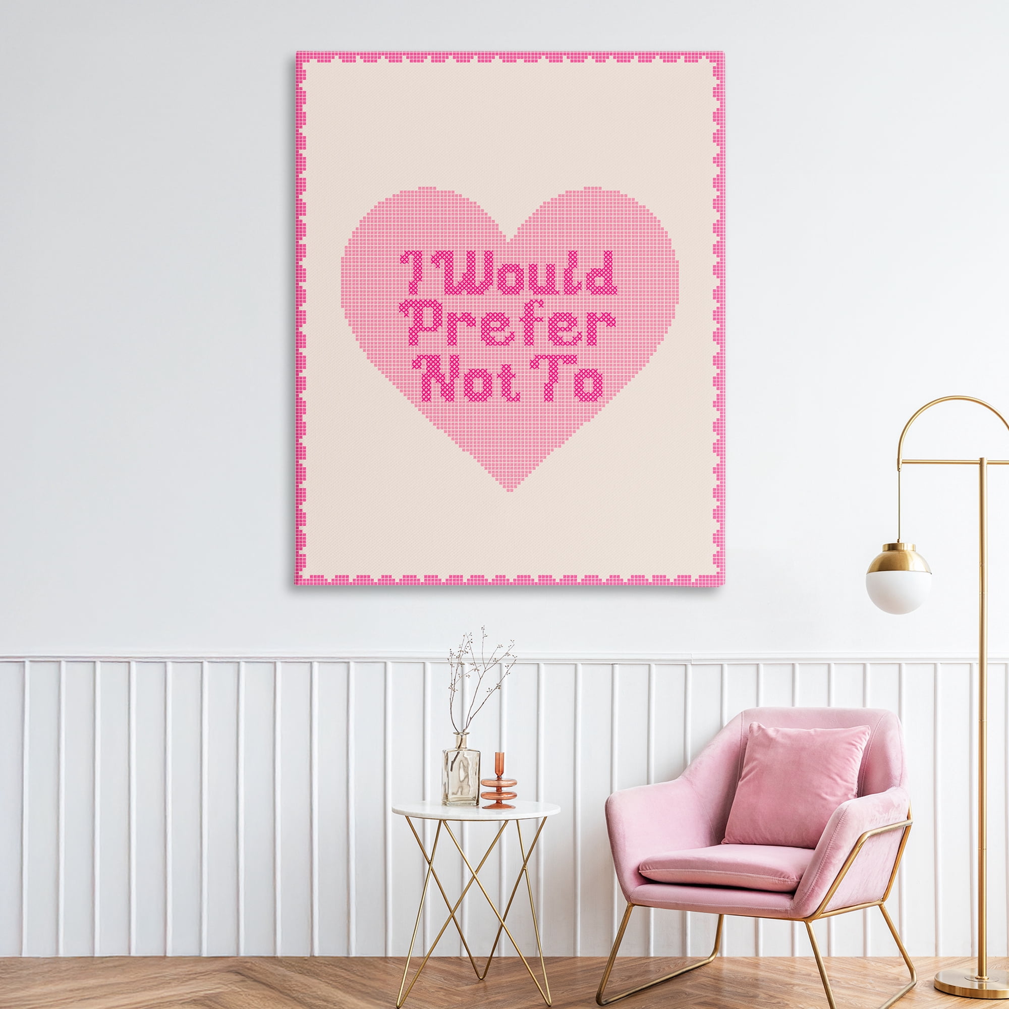 Stupell Industries I Would Prefer Not To Pink Heart Canvas Wall Art, design by Lil' Rue