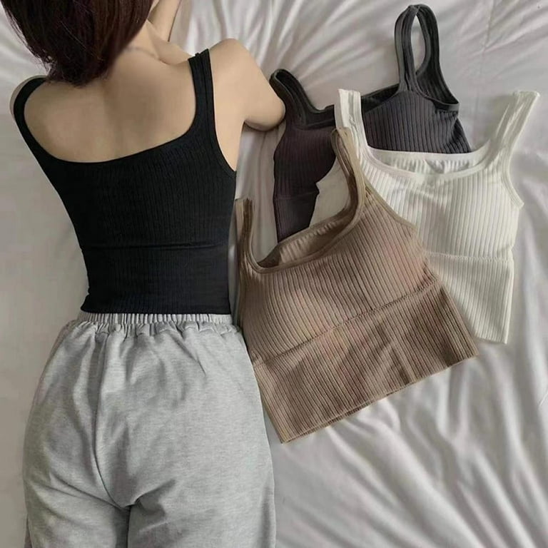 Solid Color Small Square Neck Sling Bra Beautiful Back Wrapped Chest  Abdomen Outerwear Underwear Base Tube Top One Size 