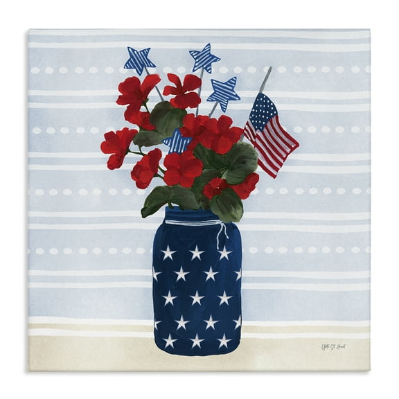 Stupell Industries Stars & Stripes Bouquet Patriotic Painting Wrapped Canvas Art Print Wall Art, 17 x 17