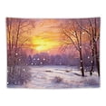 thumbnail image 5 of ONETECH Snow Scene Tapestry Christmas Forest Snow Scene and Sunset Natural Landscape Tapestry 40x30 inches Psychedelic Sky Winter Scenery Tapestries for Living Room Party Decor Blanket, 5 of 7