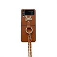 thumbnail image 2 of Case for Galaxy Z Flip 4 5G,Galaxy Z Flip 4 5G Case, Luxury Leather Crossbody Chain Strap Ring 3D Crystal Diamond Bling Glitter Phone Case for Samsung Galaxy Z Flip 4 5G, Brown, 2 of 6