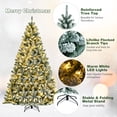 thumbnail image 3 of Topbuy 8FT Snow Flocked Artificial Christmas Hinged Tree Pre-lit Artificial Xmas Full Tree with 1,502 Branch Tips, 3 of 10