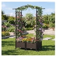 thumbnail image 2 of Raised Garden Bed with Trellis, Tall Self-Watering Planter Box on Lockable Wheels w/Roof, Weatherproof Rattan Garden Bed Outdoor for Climbing Vine Flower (41” x 16” x 58”), 2 of 5