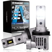 NOVSIGHT H11/H8/H9 LED Headlight Bulbs, 12000 Lumens 55W Super Bright Headlights Conversion Kits, 6500K Cool White 1:1 Size Design Pack of 2, Fog Light