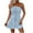 Light Blue, variant on Luxalzxs Women Summer Sexy Strapless Short Romper Off Shoulder Ruffle Ruched Drawstring Waist Jacquard Smocked Jumpsuit Vacation Beachwear Casual Boho One Piece Romper