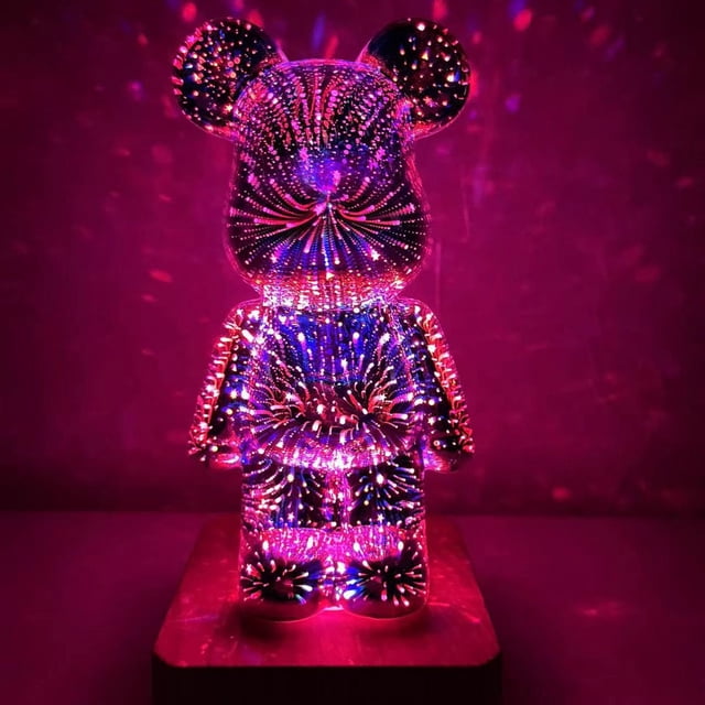 Fuegos artificiales 3D con forma de oso, luz colorida que cambia de color, luz nocturna de Internet para el hogar, adorno decorativo de escritorio con efecto tridimensional