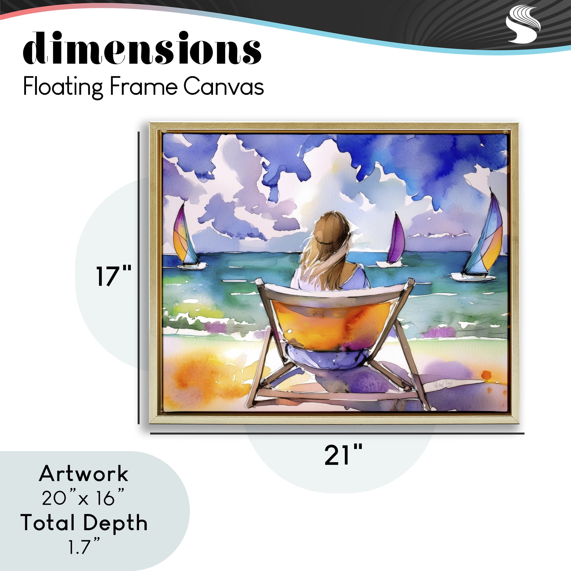 Stupell Industries Front Row to Paradise Gold Framed Floater Canvas Wall Art, design by Shelly Craig