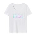 thumbnail image 1 of Camiseta para mujer de verano con cuello redondo y cuello redondo para deportes, compras, desplazamientos XL, 1 of 7