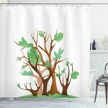 Ambesonne Jungle Theme Shower Curtain, Ordered Forest Trees, 69"Wx70"L, Peacock Green Ginger