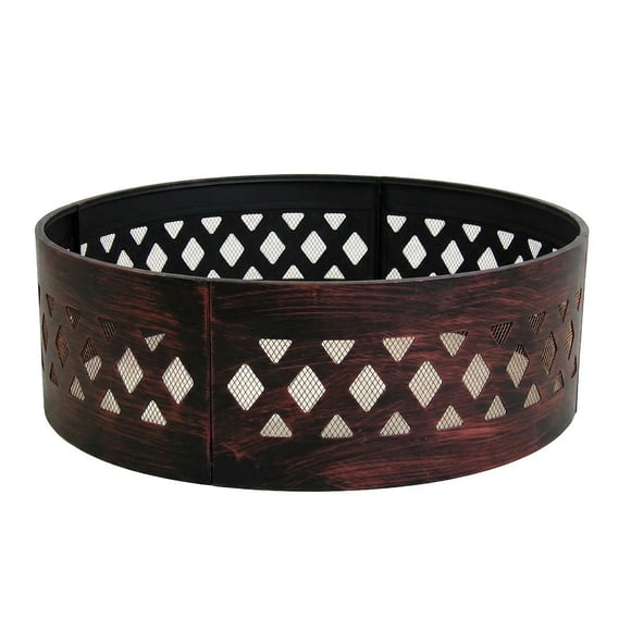 Sunnydaze Outdoor Heavy-Duty Steel Portable Large Round Crossweave Cut Out Fire Pit Ring - 36" - Bronze