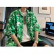 thumbnail image 3 of Camisas De Vestir Para Hombre Manga Larga Camisa de vestir de manga corta hawaiana con estampado floral suelto para hombre (Green, L), 3 of 7