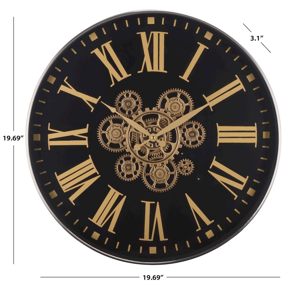 SEI Thatcher Roman Gear Clock/Black/Gold