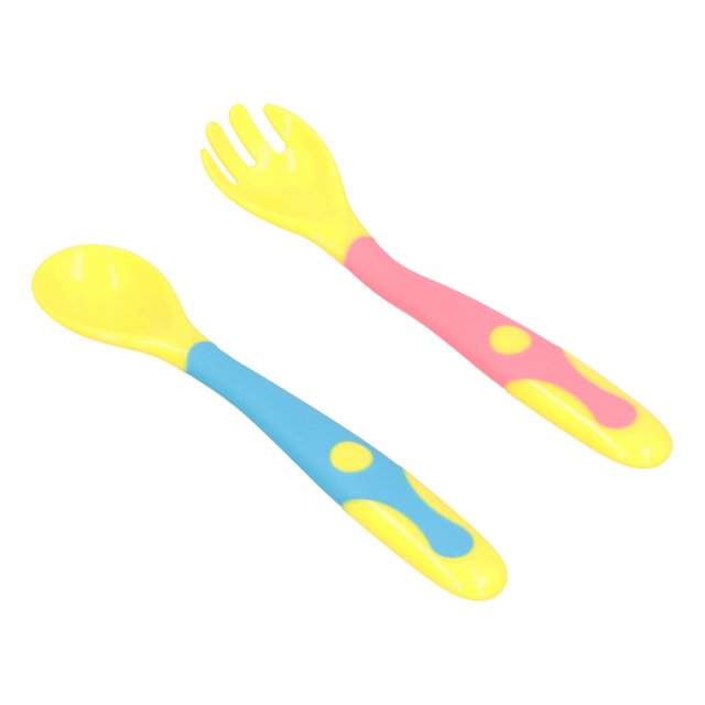 Utensilios para bebés ANGGREK cucharas tenedores 2 juegos de silicona con estuche de transporte