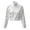 White, variant on Women's Zip Up Cropped Jacket Long Sleeve Stand Collar Striped Trim Casual Track Jacket Elastic Cuffs Short Athletic Outerwear White,XXL