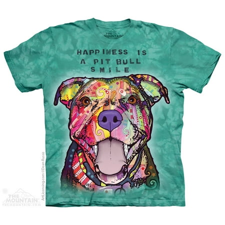 Blue Cotton Pit Bull Smile Animal Message Novelty Adult T-Shirt