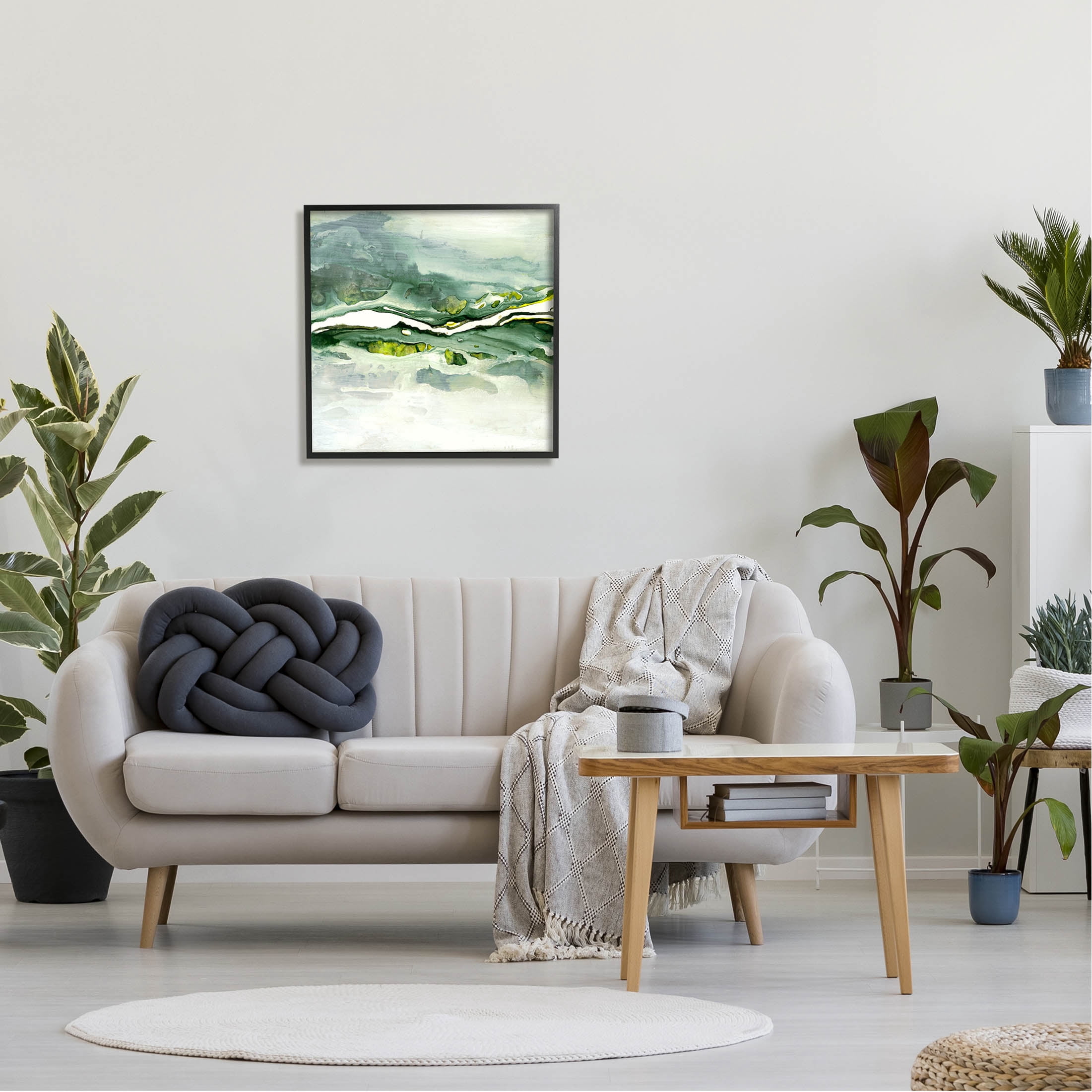 Stupell Industries Fluid Green Abstract Form Graphic Art Black Framed Art Print Wall Art, Design by Ruth Fromstein